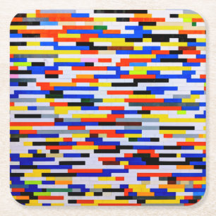Tile Primary Color Building Blocks Square Paper Coaster