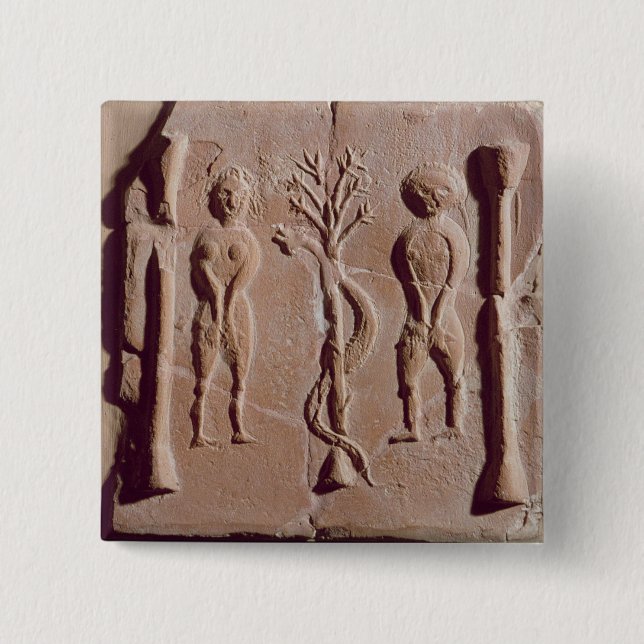 Tile representing Adam and Eve, Roman Button (Front)