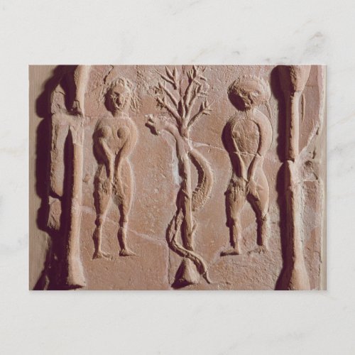 Tile representing Adam and Eve Roman Postcard