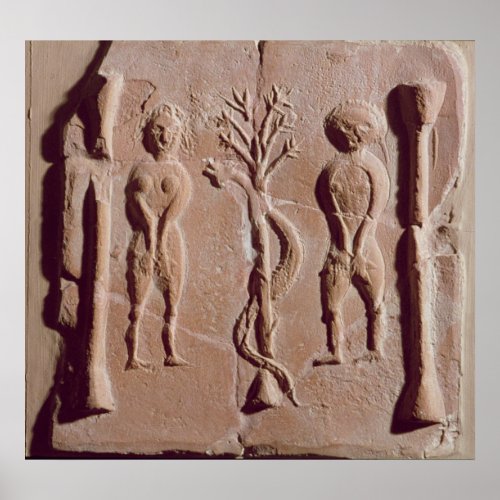 Tile representing Adam and Eve Roman Poster