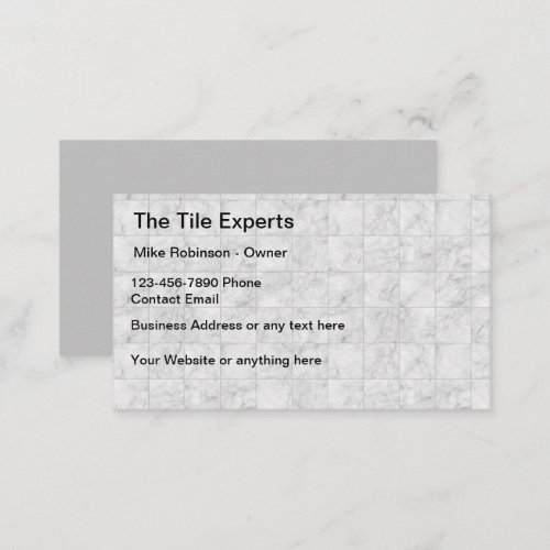 Tile Sales And Installation Experts Business Card