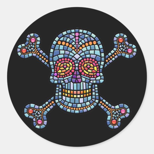 Tile Skull 1 Classic Round Sticker