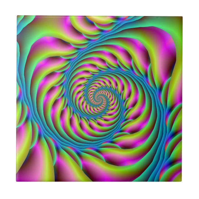 Tile  Spiral in Pink Turquoise and Yellow (Front)
