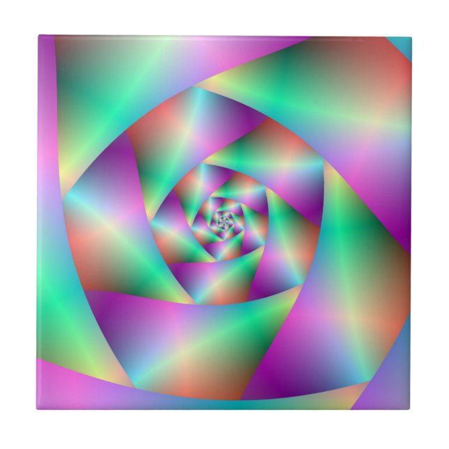 Tile  Spiral in Turquoise and Pink (Front)