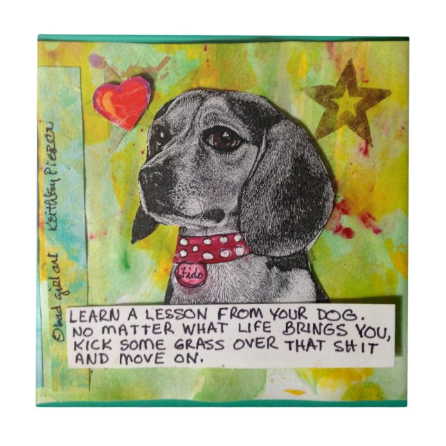 TILE,TRIVET- LEARN A LESSON FROM YOUR DOG. TILE (Front)