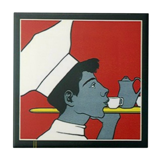 Tile Vintage Advertisement Chef Waiter Tea profile (Front)
