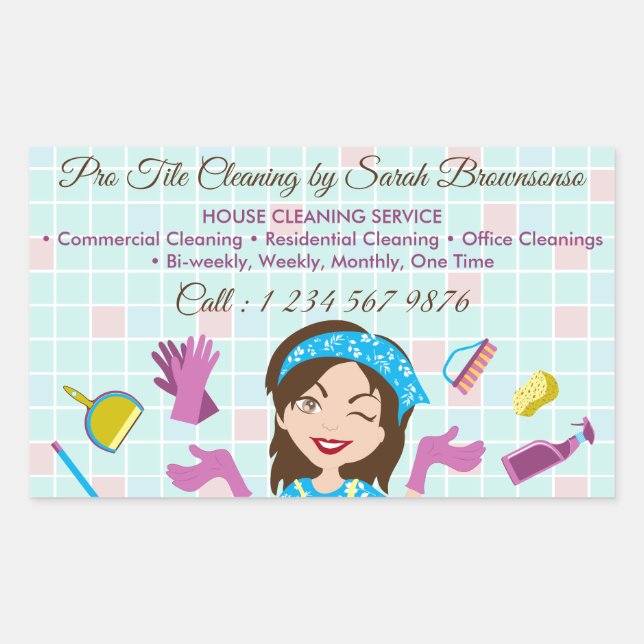 Tile Washing Cleaning Service Rectangular Sticker (Front)