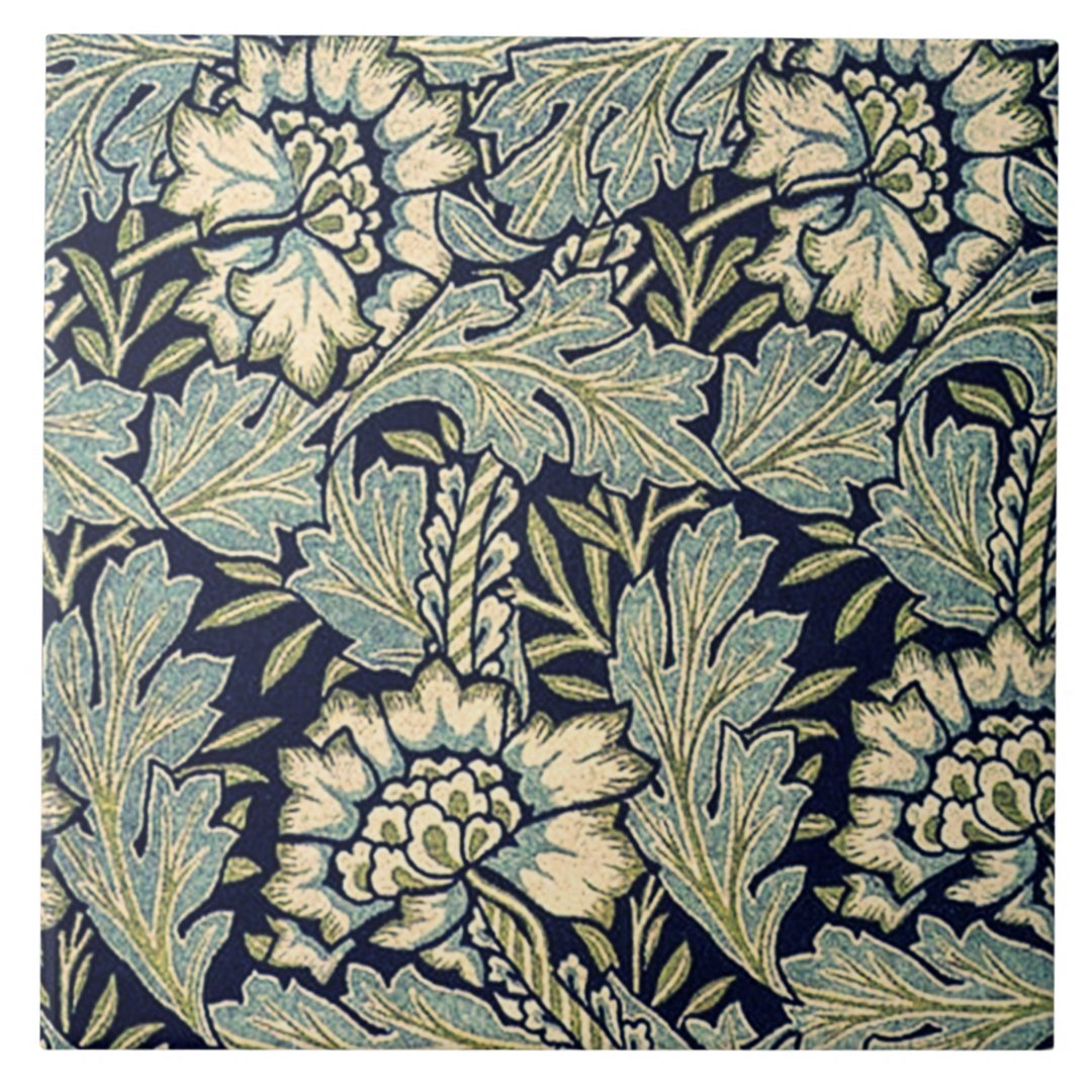 Tile with Anemone fabric design by William Morris | Zazzle