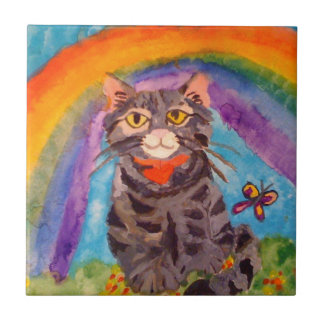 TILE WITH CAT AT RAINBOW BRIDGE