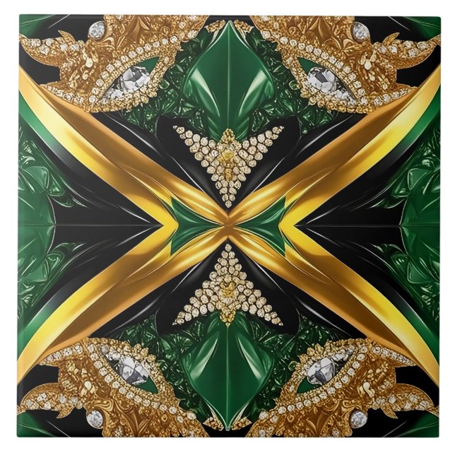 Tile with Jamaican Colors modern Design (Front)