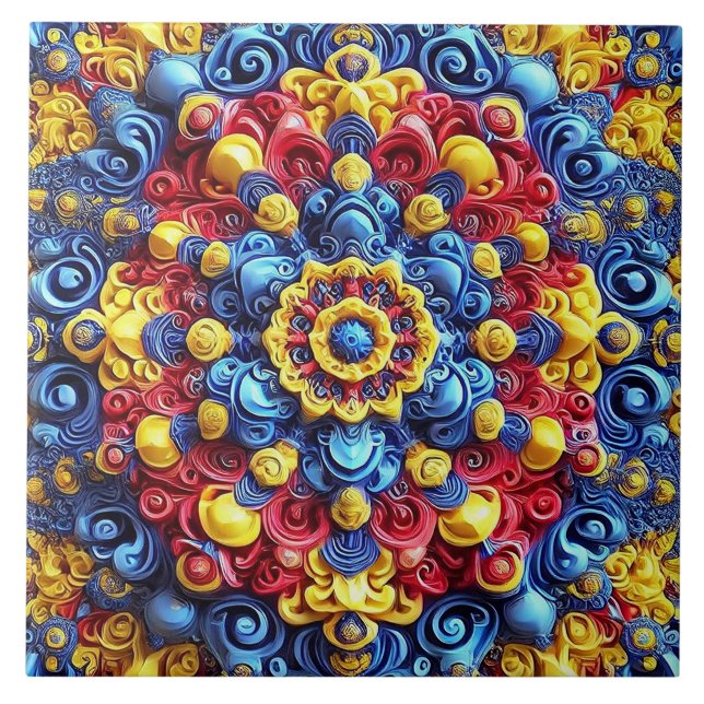 Tile with Romanian Colors modern Design (Front)