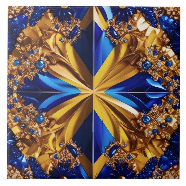 Tile with Sweden Colors modern Design (Front)