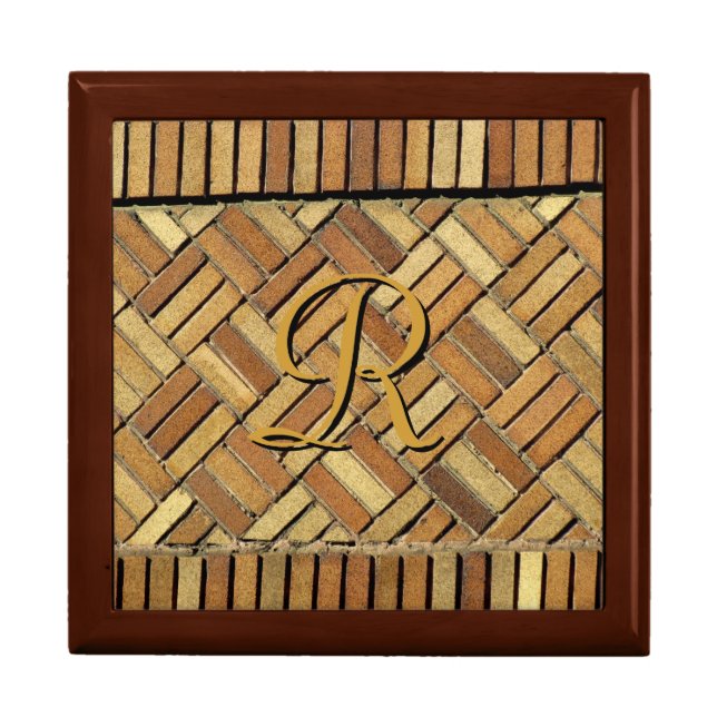 Tiled Box - Brick Wall with Monogram (Front)