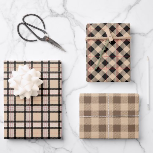 tiled brown plaid pattern Wrapping Paper Sheets