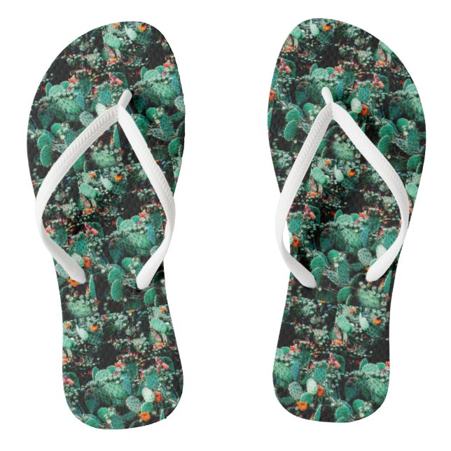 Tiled Cactus Plants Flip Flops (Footbed)