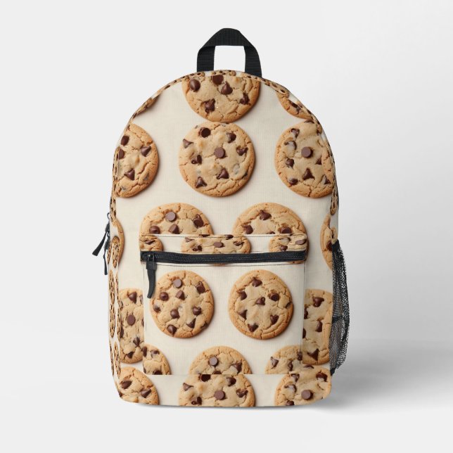Tiled Chocolate Chip Cookie Pattern Printed Backpack (Front)