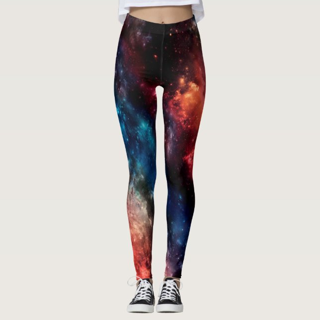 Tiled Colorful Galaxy Leggings (Front)