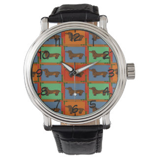Tiled Dachshund Abstract Watch