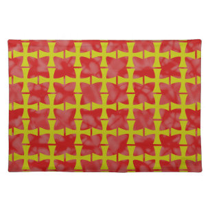 Tiled Faux Gold Byzantine Cross Red Background Placemat