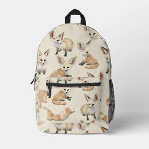 Tiled Fennec Fox Pattern Printed Backpack