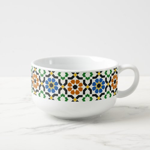 Tiled Floral Abstract Soup Mug