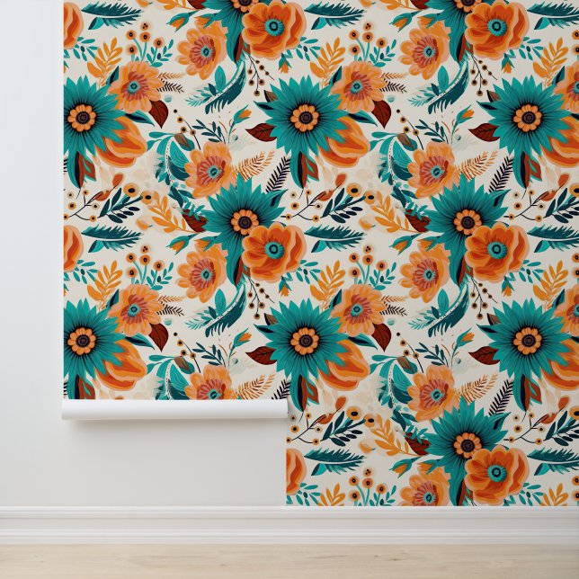 Tiled floral pattern flower wallpaper  (Application)