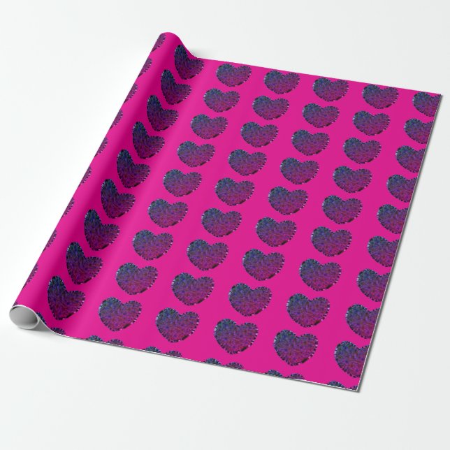 Tiled Hearts Wrapping Paper (Unrolled)