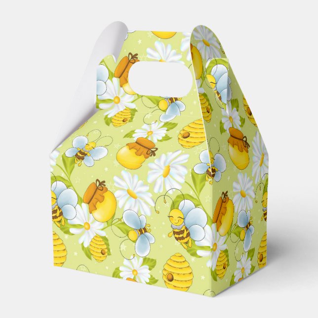 Tiled honey bee pattern party favor boxes (Back Side)