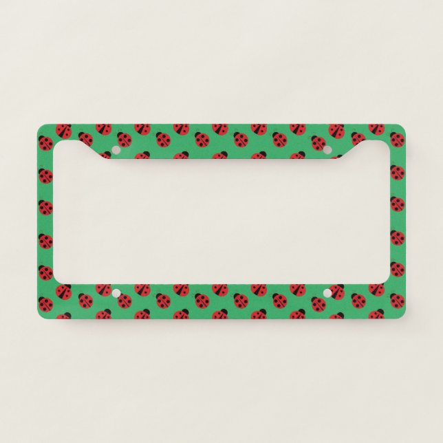 Tiled Ladybug Design  License Plate Frame (Front)