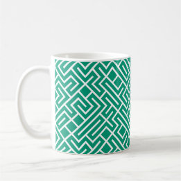 Tiled Lines Generative (Emerald Fill) Unique Coffee Mug