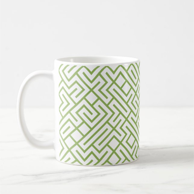 Tiled Lines Generative (Greenery Line) Unique Coffee Mug (Left)