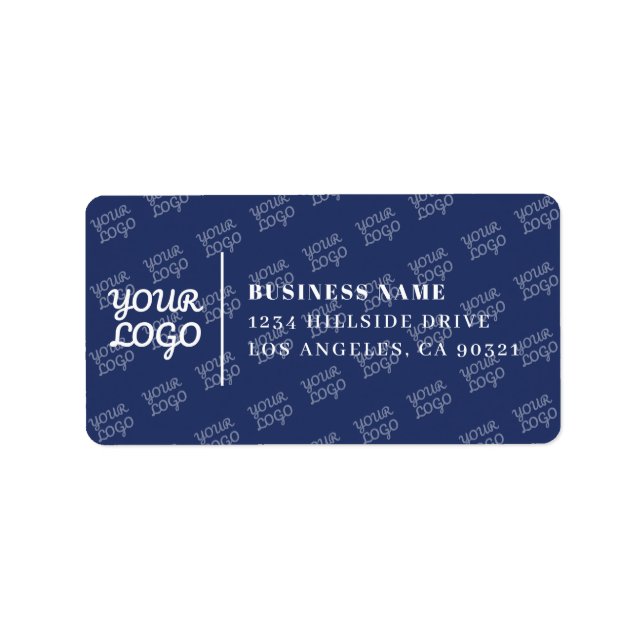 Tiled Logo Pattern Modern Navy Blue Return Address Label (Front)