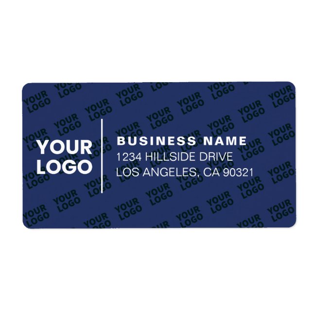 Tiled Logo Pattern Modern Navy Blue Return Address Label (Front)