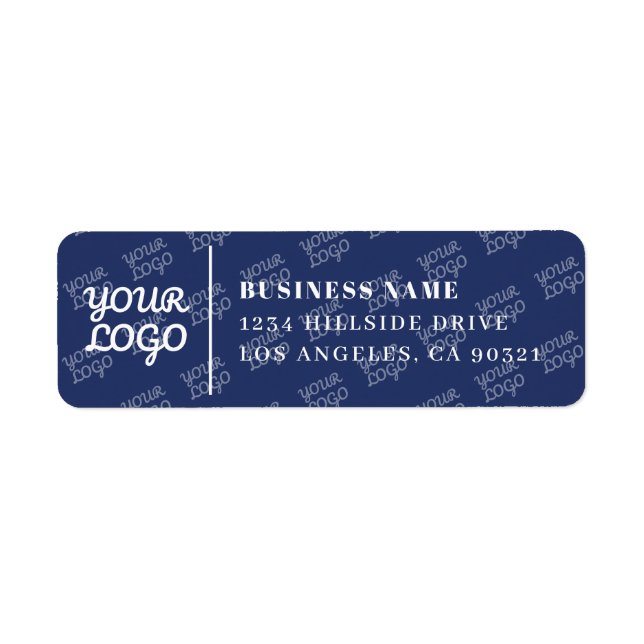 Tiled Logo Pattern Modern Navy Blue Return Address Label (Front)
