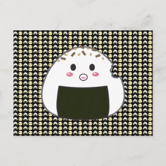 Tiled Onigiri and Chick in Black Postcard