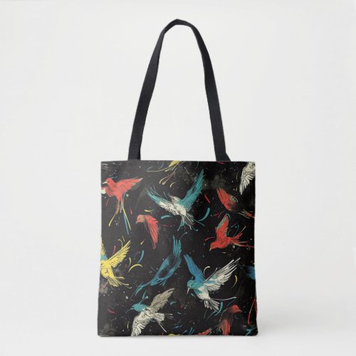 Tiled Paint Splatter Bird Pattern Tote Bag