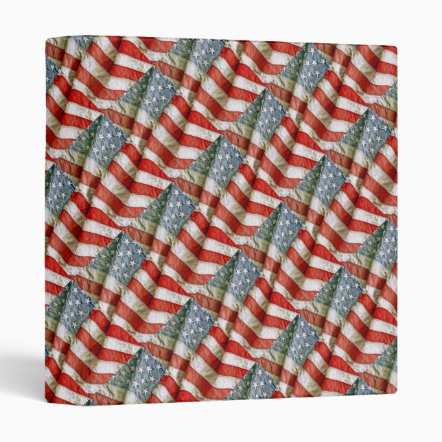 Tiled Pattern American Flag 1" Photo Album 3 Ring Binder (Front/Spine)