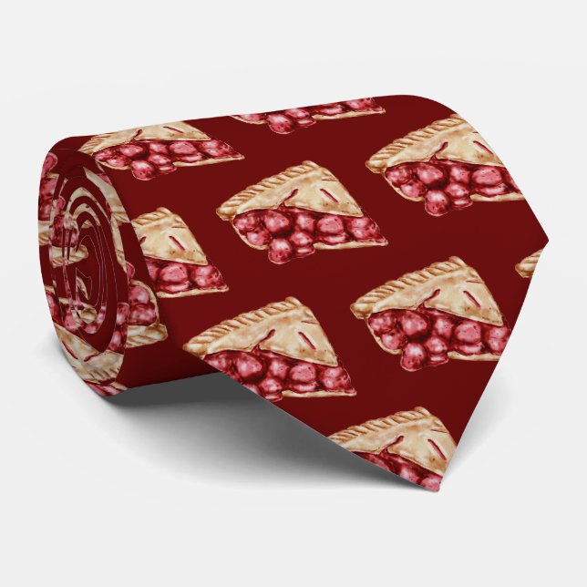tiled pattern Bakery cherry pie Neck Tie (Rolled)