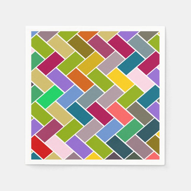 Tiled Pattern Colourful Mosaic Napkins (Front)