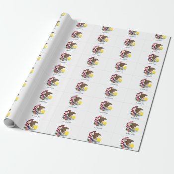 Tiled Pattern Ensign Of Illinois Wrapping Paper by santa_claus_usa at Zazzle