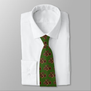 Tiled Pine Cone Cluster Photo on Green Background Neck Tie