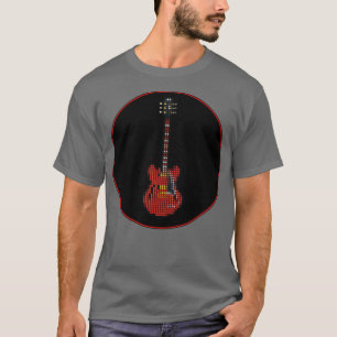 Tiled Pixel Red SG Guitar in a Black Circle  T-Shirt