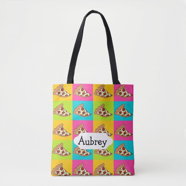 Tiled pizza slices design tote bag (Front)