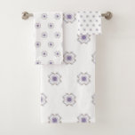 Tiled  Purple and Gold Floral-Look Fractal Art  Bath Towel Set
