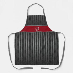 Tiled Red and Grey Striped Pattern Apron