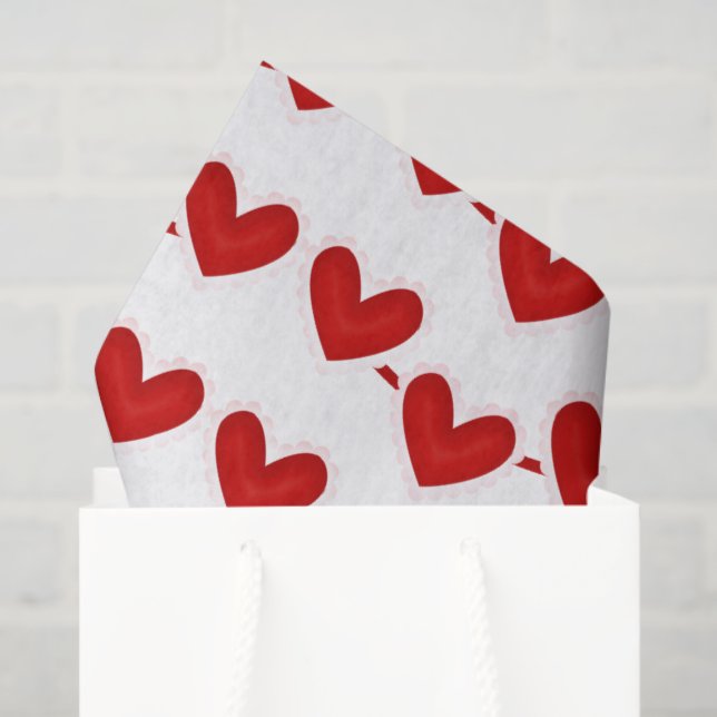 Tiled red heart pattern tissue paper (Gift Bag)
