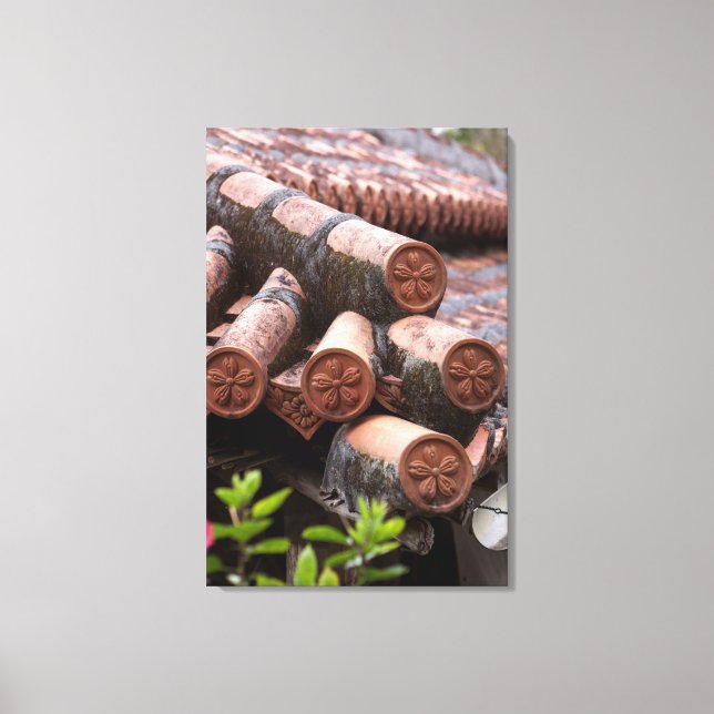 Tiled Roof Of Okinawan House Canvas Print (Front)