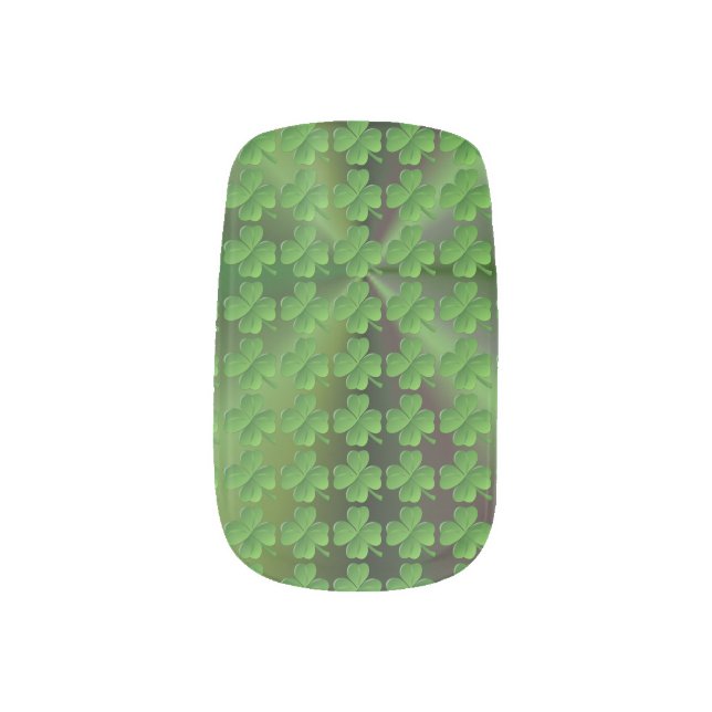 Tiled Shamrocks Minx Nail Art (Left Thumb)
