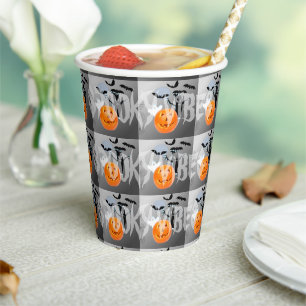 Tiled "Spooky Vibes" Halloween Paper Cups