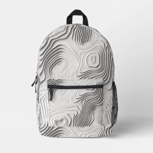 Tiled Topographic Pattern Printed Backpack